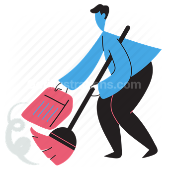 broom, sweep, cleaning, clean, housekeeping, man