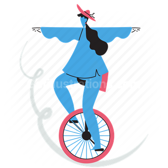 unicycle, balance, entertainment, hobby, activity, woman
