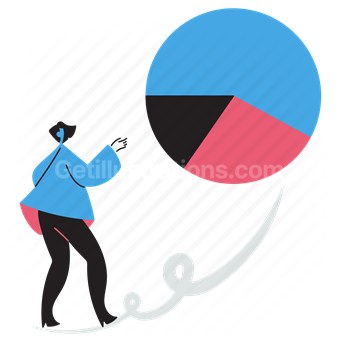 pie chart, graph, pie, chart, analytics, presentation, project, woman