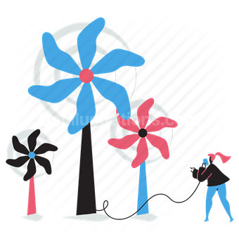 windmill, power, green, charge, energy, electricity, ecological, cable