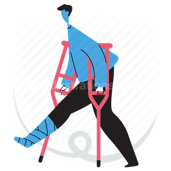 medical, health, crutches, cast, leg, broken, injury, man