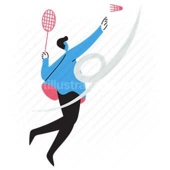 badminton, sport, fitness, activity, hobby, man, racket, raquet