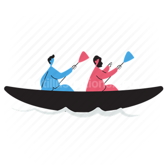 canoe, row, rowing, man, woman, group, activity, fitness, sport