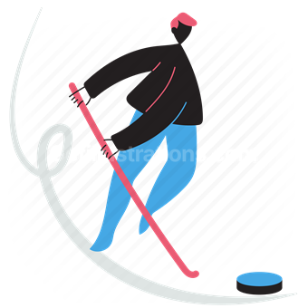 hockey, puck, stick, activity, hobby, game, man