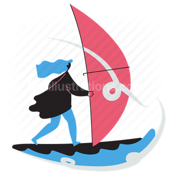 parasailing, parasurfing, surfing, surf, woman, water, sea, ocean