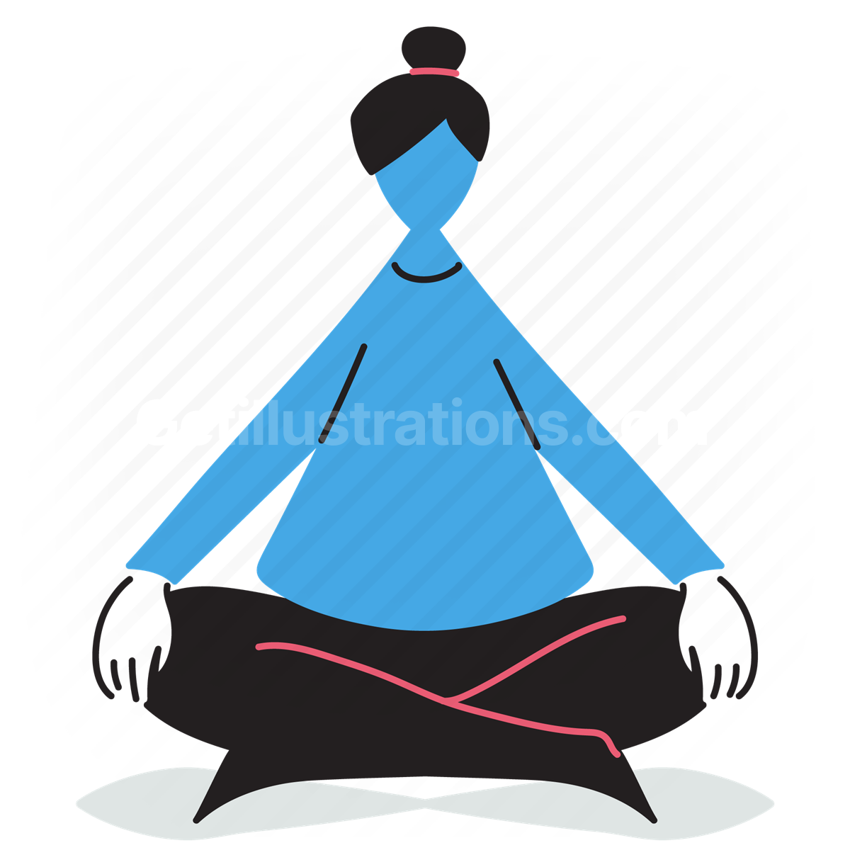 Stock Photo: Young woman sitting cross-legged, meditating on floor, side  view. | Sitting poses, Sitting pose reference, Sitting cross legged