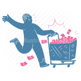 Overindulgence, Consumerism, Impulse Purchases, Vector illustration