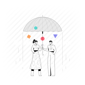 man, woman, umbrella, raining, rain, forecast, protection, couple