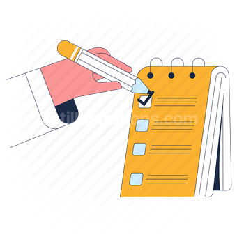 checklist, list, workflow, pencil, checkmark, to do list, hand gesture