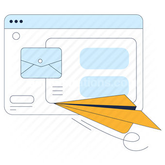 memo, paper airplane, message, website, webpage