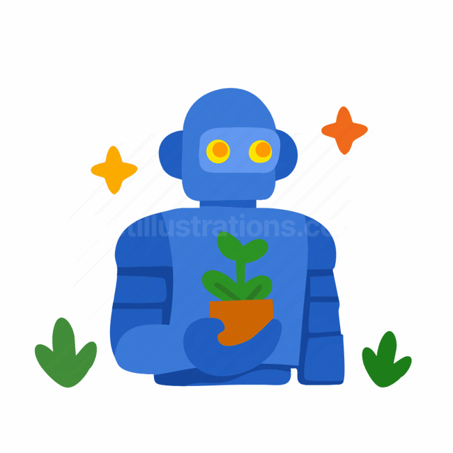 robot, plant, nature, tech and innovation