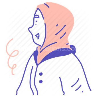 people, person, headscarf, woman, female, jacket