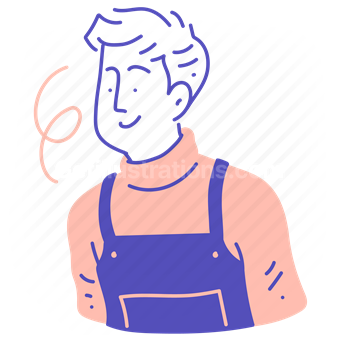 person, people, overalls, man, male, sweater, shirt