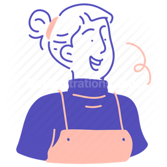 person, people, overalls, woman, female, sweater, shirt