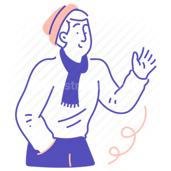 people, character, person, hat, beanie, scarf, man, male