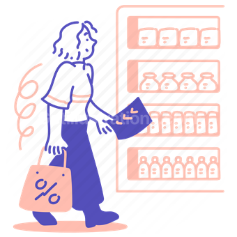 shop, store, discount, percentage, groceries, food, checkmark, list