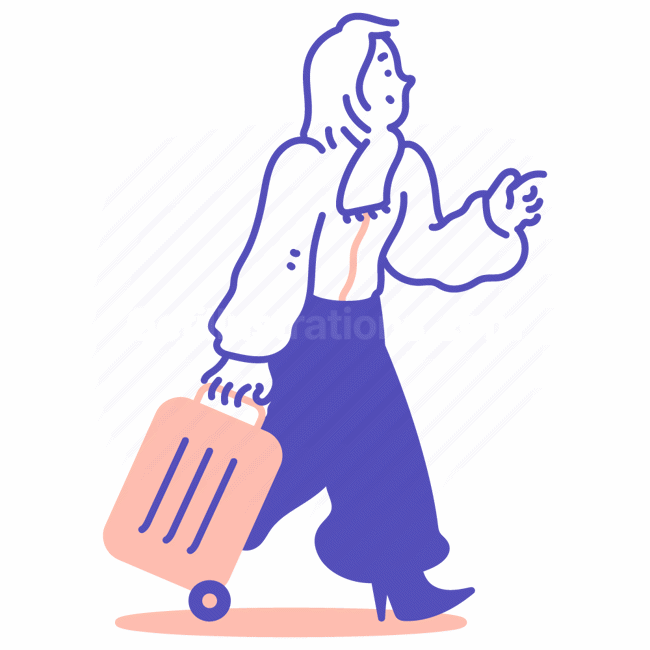 luggage, baggage, woman, female, travelling, scarf