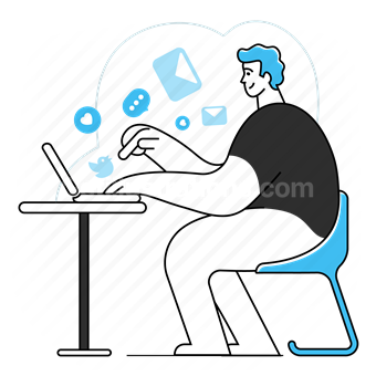 laptop, computer, man, work, publish, followers