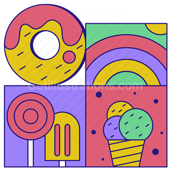 ice cream, cone, donut, doughnut, sweets, dessert, lollipop, candy