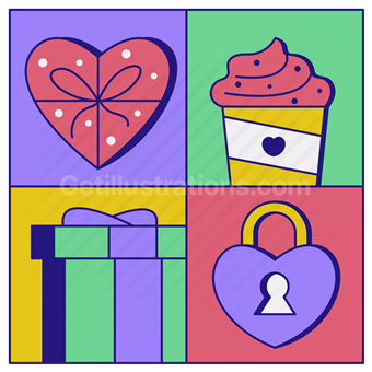 valentine, date, romance, romantic, gift, present, food, lock, padlock