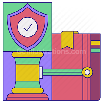 law, javel, secure, shield, confirm, checkmark, library, book