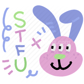 stfu, rabbit, bunny, monster, three eyes, sticker, character