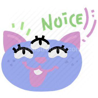 sticker, character, noice, nice, happy, monster, three eyes