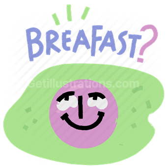 breakfast, egg, meal, sticker, character, invitation