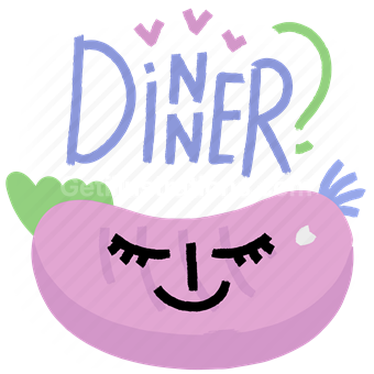 dinner, steak, meal, sticker, character, invitation