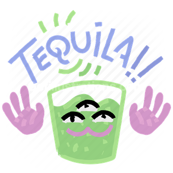 drink, beverage, tequila, monster, sticker, character, celebration