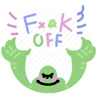 monster, aggressive, angry, f off, sticker, character