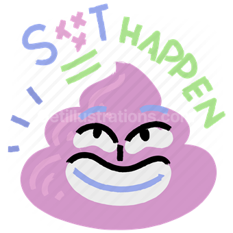 sticker, character, poop, shit happen, shit, face, smiley