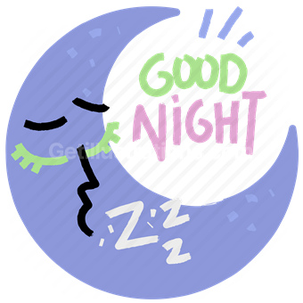 good night, night, moon, sticker, character, sleep, bedtime