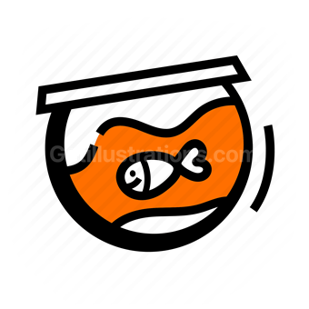 fishbowl, pet fish, orange fish, Vector illustration