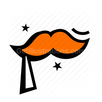 moustache, stars, beard, facial hair, Vector illustration