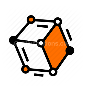geometric shape, hexagon, orange, black lines