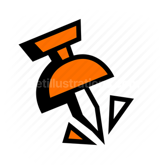 mushroom, abstract, geometric, black orange, Vector illustration