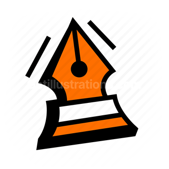 pen nib, orange ink, writing, artistic, Vector illustration