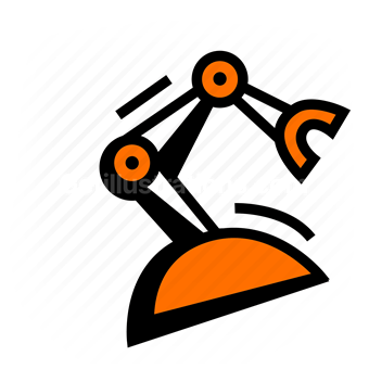 robotic arm, manufacturing, automation, industry, Vector illustration