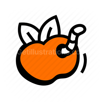 apple, worm, fruit, parasite, Vector illustration