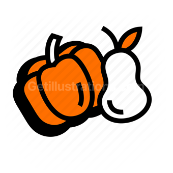 apples, pears, fruit, Vector illustration