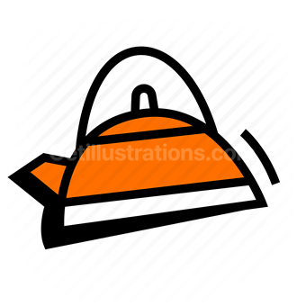 tea kettle, boiling water, kitchen equipment, Vector illustration