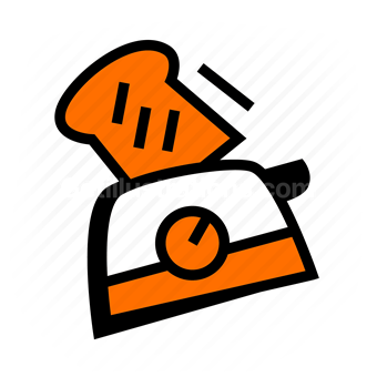 toaster, bread, kitchen appliance, breakfast, Vector illustration