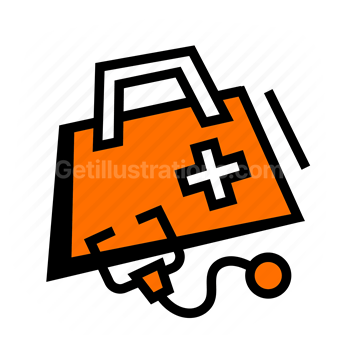medical bag, first aid kit, emergency, healthcare, Vector illustration