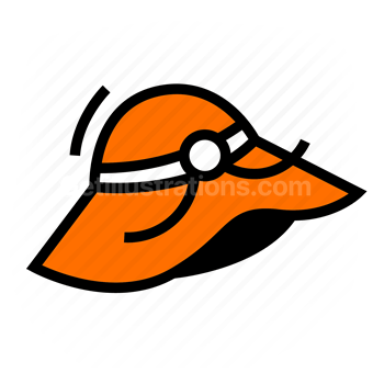 sun hat, summer fashion, beachwear, floppy hat, Vector illustration
