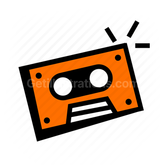 cassette tape, retro, music, audio, Vector illustration
