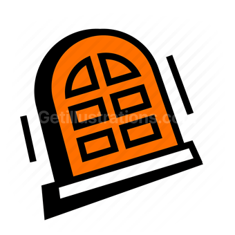 arched window, building exterior, architecture detail, Vector illustration