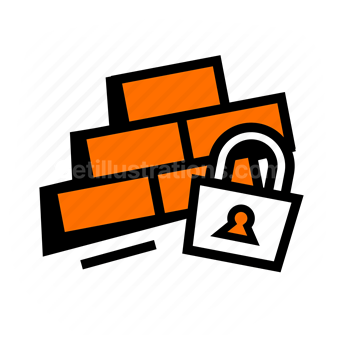 firewall, security, protection, lock, Vector illustration