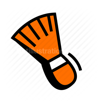 shuttlecock, badminton, sports equipment, black and orange