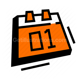 calendar, date, schedule, first day, Vector illustration